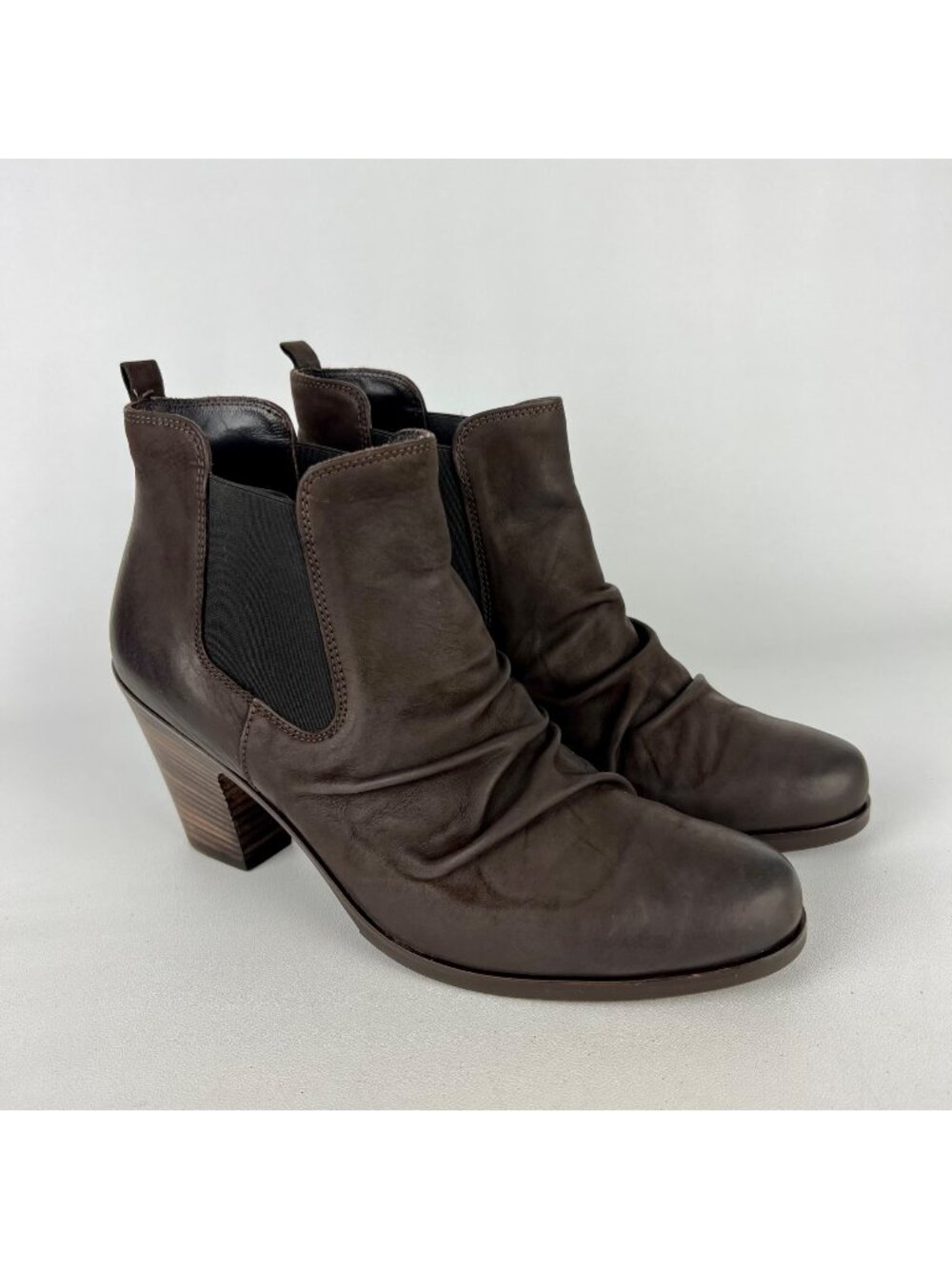 Paul Green Womens Jano Brown Leather Scrunch Chelsea Ankle Boot size US 8.5 UK 6